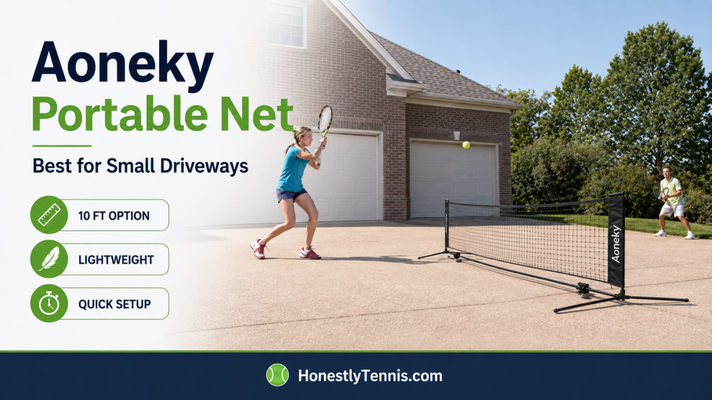 Aoneky 10-foot portable tennis net for small driveway practice