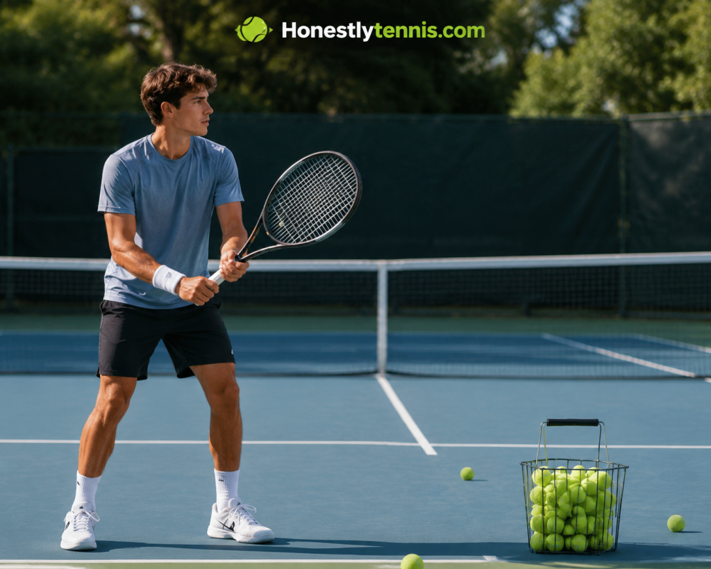 Beginner learning the basic rules of tennis game