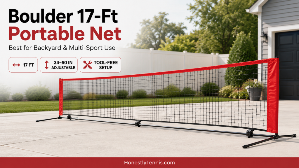 Boulder 17-foot portable tennis net for backyard and multi-sport use
