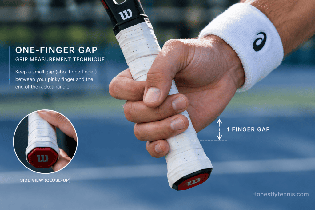 The index finger test allows you to verify proper grip size before finalizing your purchase.