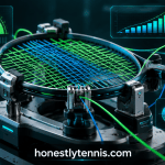A freshly strung tennis racket representing the best tennis strings for intermediate players