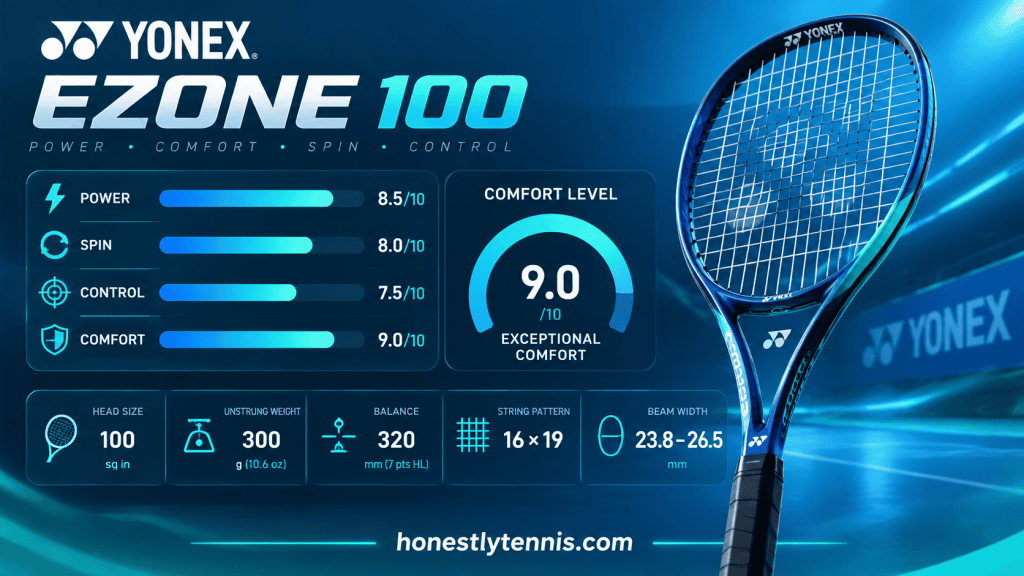 Yonex EZONE 100 racket - most comfortable arm-friendly racket for intermediate players