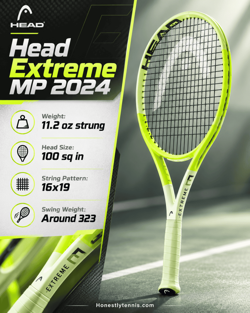 Head Extreme MP 2024 tennis racquet with neon yellow and black frame for spin focused players