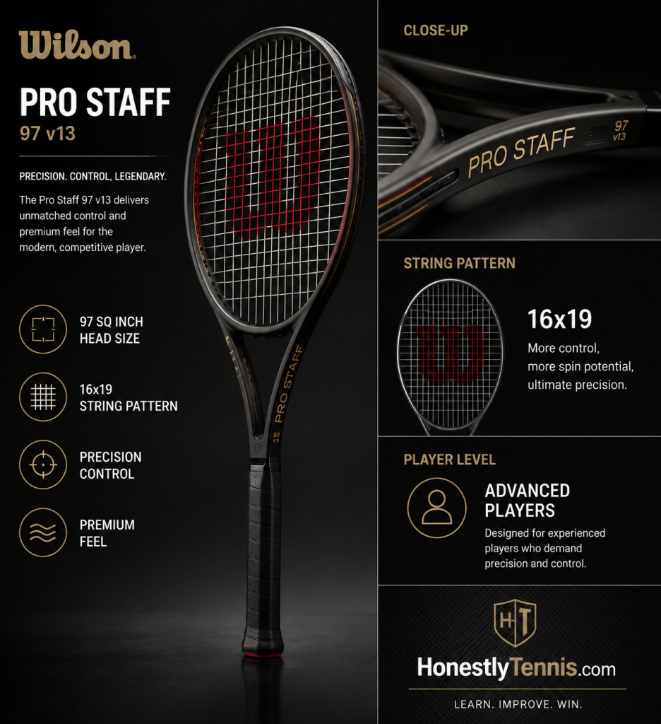 Wilson Pro Staff 97 v13 tennis racquet review by HonestlyTennis.com