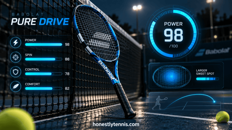 Babolat Pure Drive tennis racket on court - deep dive review