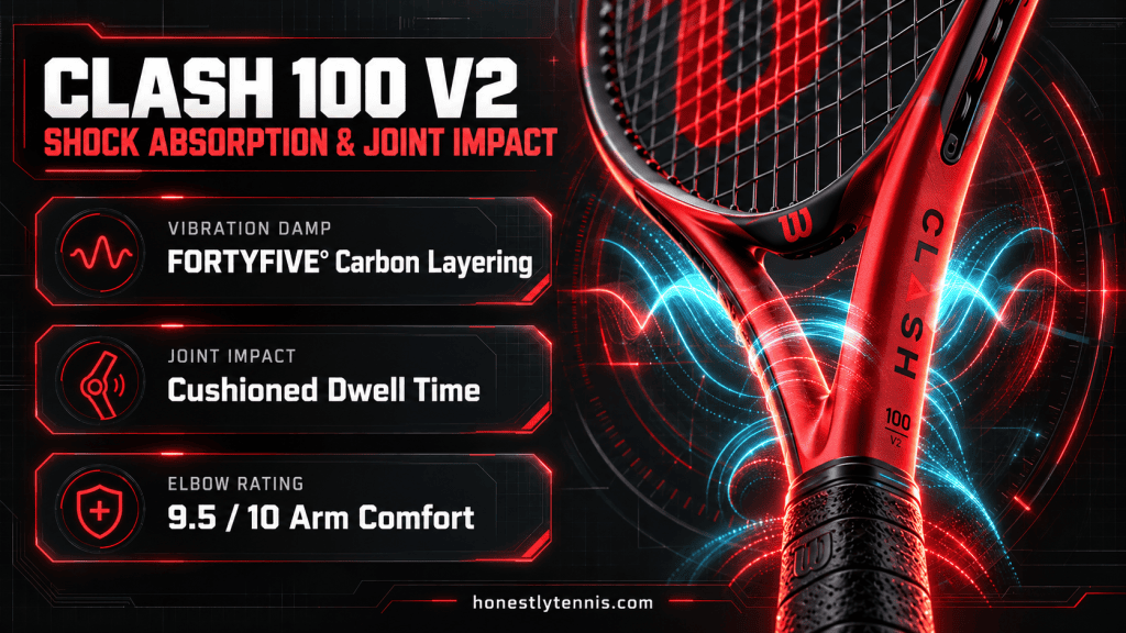 Wilson Clash 100 v2 groundstroke launch angle and topspin trajectory infographic