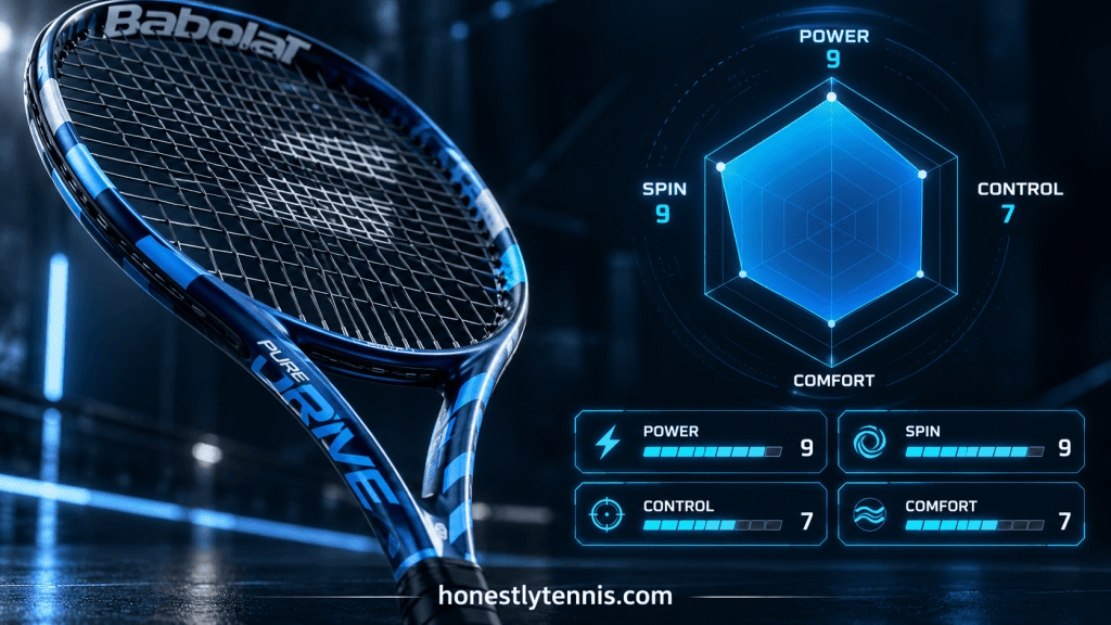 Babolat Pure Drive specifications and performance radar chart
