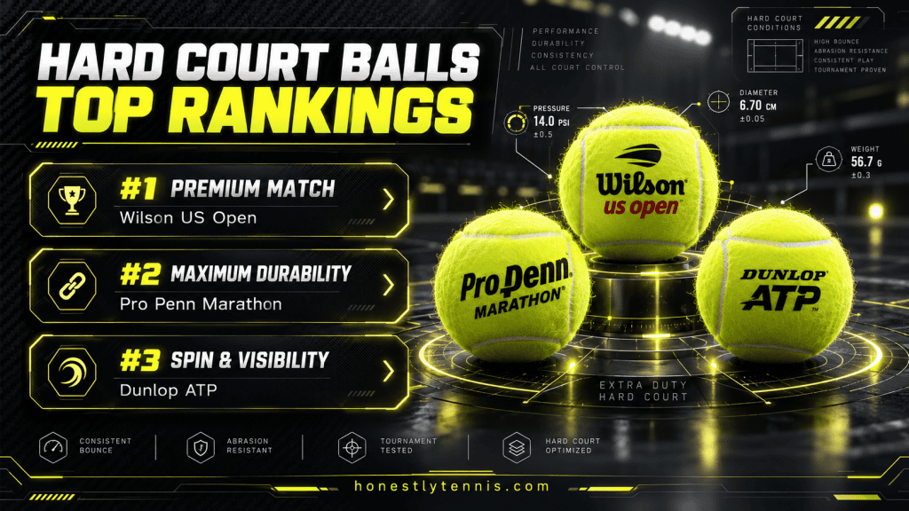 Coach Mitchell top 5 best tennis balls for hard courts rankings infographic
