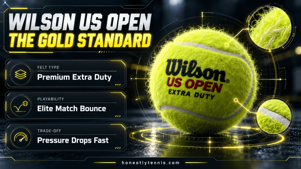 Wilson US Open Extra duty best tennis balls for hard courts infographic