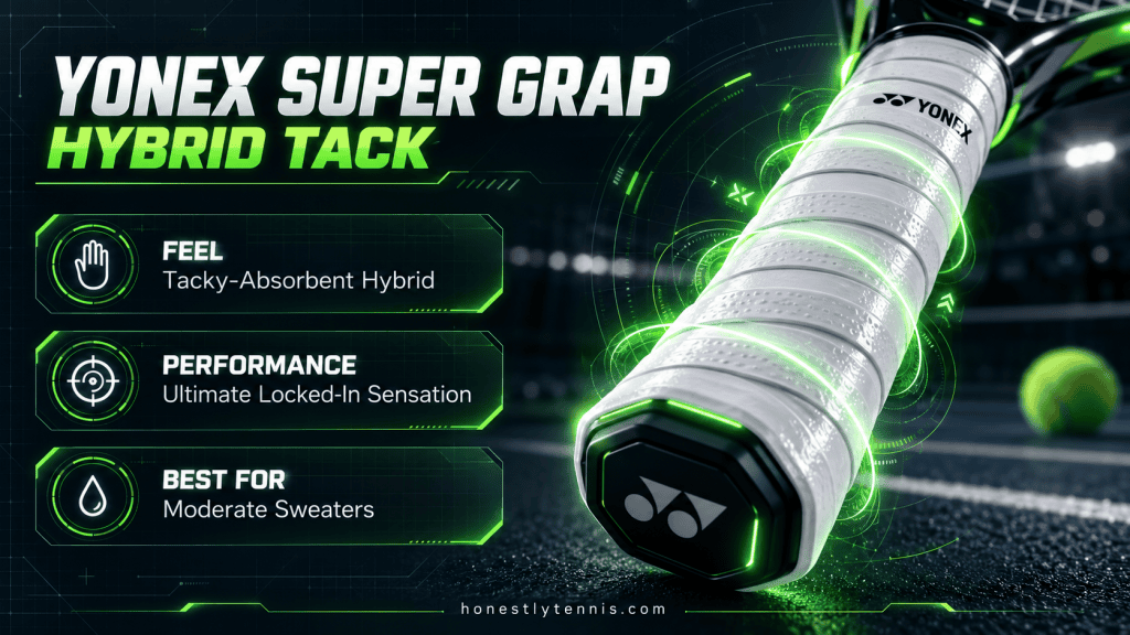Yonex Super Grap hybrid tacky best tennis overgrips for sweaty hands infographic